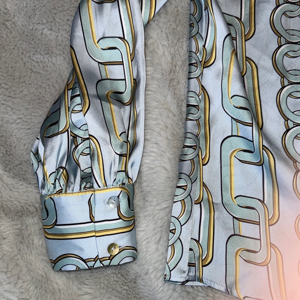Zara Chain Print Wrap Blouse - Picture 3 of 11